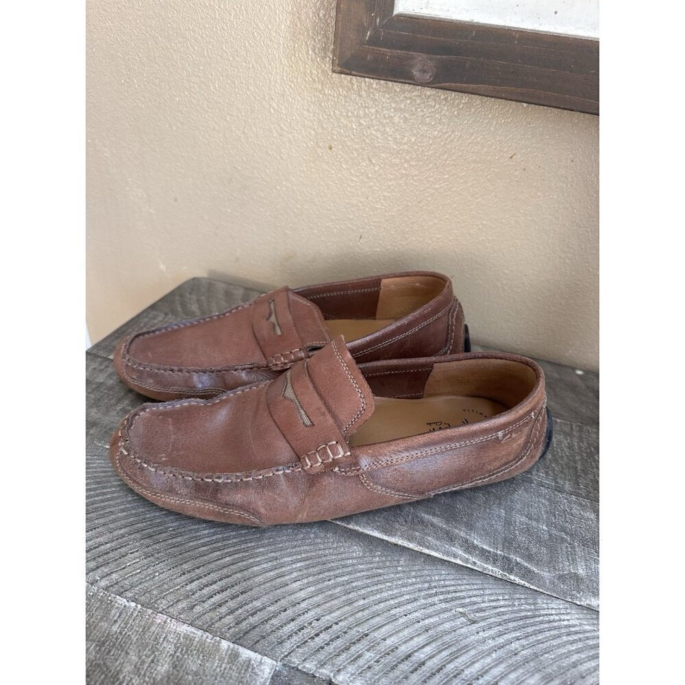Clarks Mens Ashmont Way Cognac Leather Penny Driving Loafers Sz 9.5 M